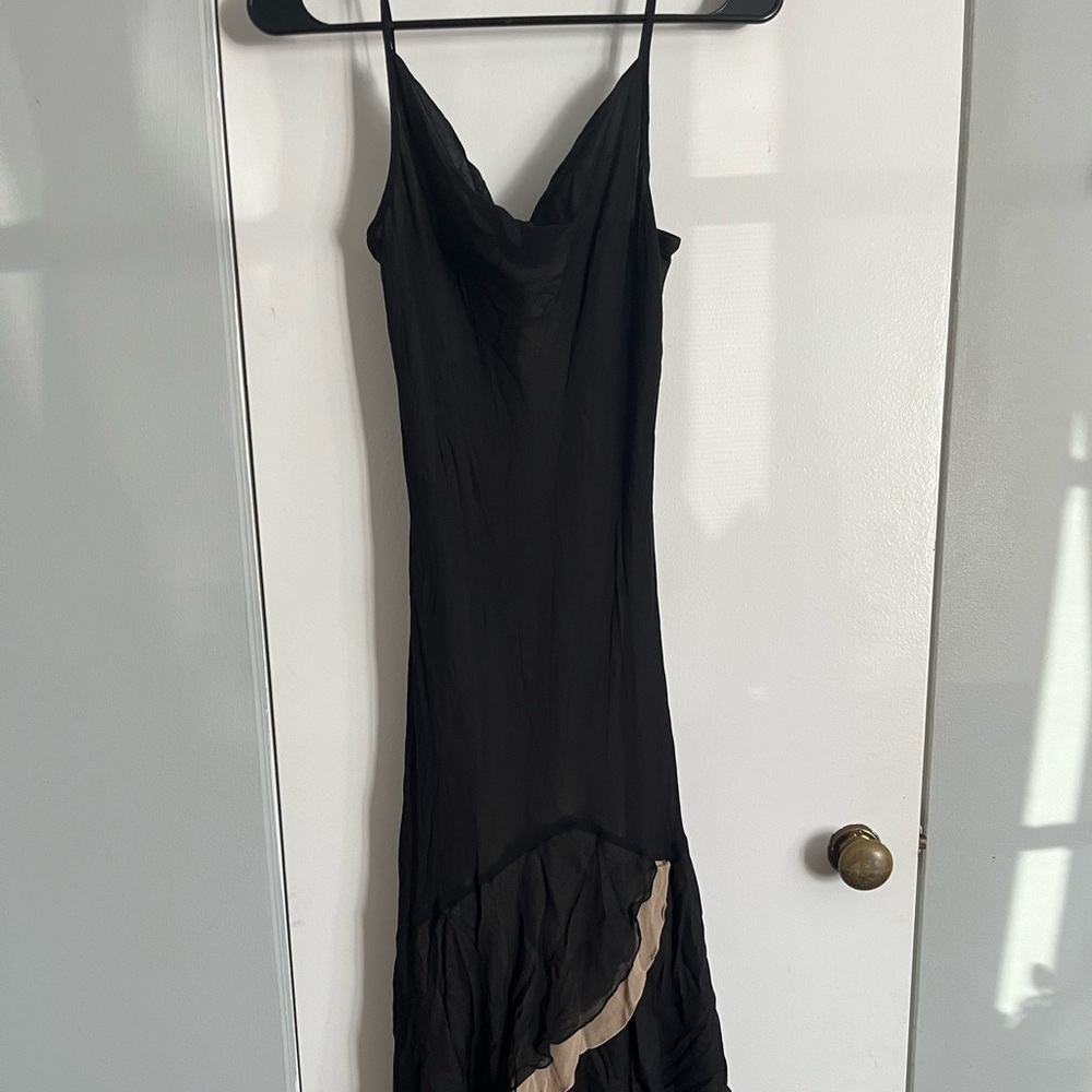 Express Black Asymmetrical Slip Dress with Slit